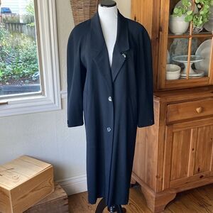 Vintage Jones New York Petites Made In USA 100% Pure New Wool Long Coat Sz M